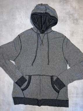 Reclaim Athletic Fit Gray Marled Pullover Hoodie with Contrast Trim